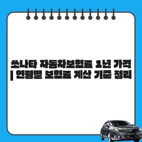 쏘나타 자동차보험료 1년 가격 | 연령별 보험료 계산 기준 정리