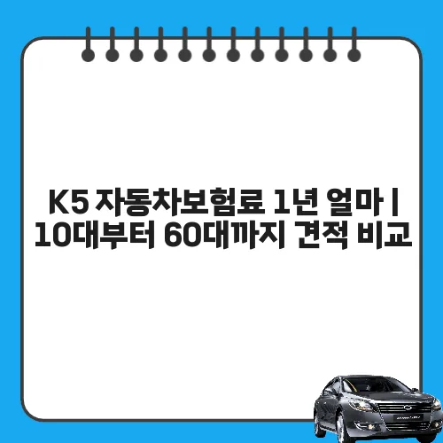 K5 자동차보험료 1년 얼마 | 10대부터 60대까지 견적 비교