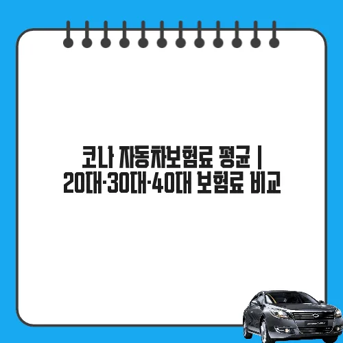 코나 자동차보험료 평균 | 20대·30대·40대 보험료 비교