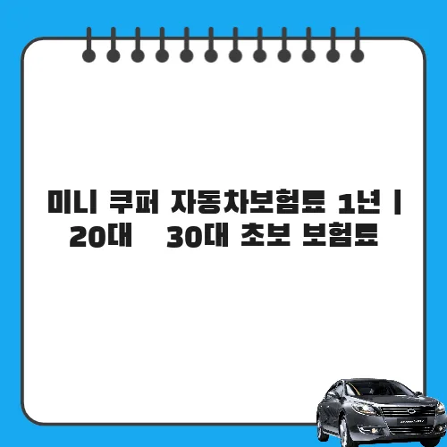 미니 쿠퍼 자동차보험료 1년 | 20대·30대 초보 보험료