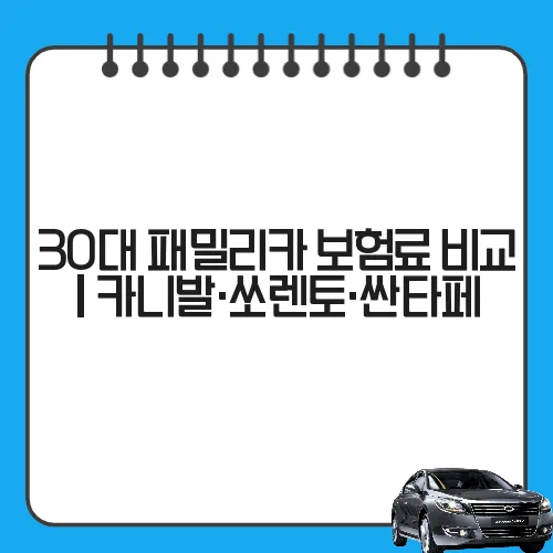 30대 패밀리카 보험료 비교 | 카니발·쏘렌토·싼타페