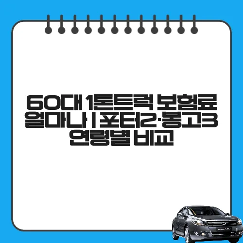 60대 1톤트럭 보험료 얼마나 | 포터2·봉고3 연령별 비교