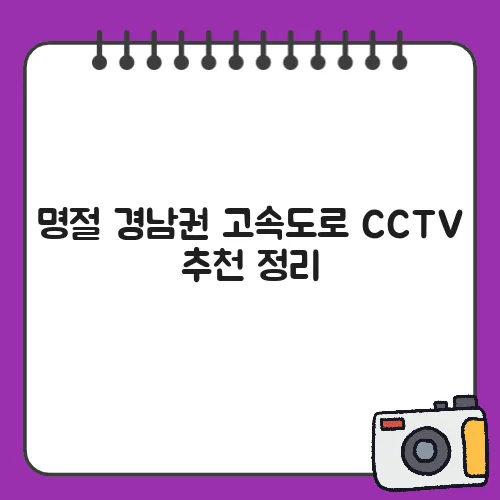명절 경남권 고속도로 CCTV 추천 정리
