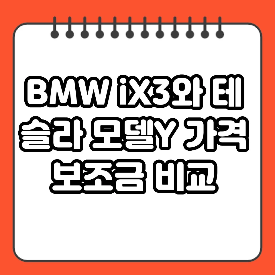 BMW iX3와 테슬라 모델Y 가격 보조금 비교 썸네일